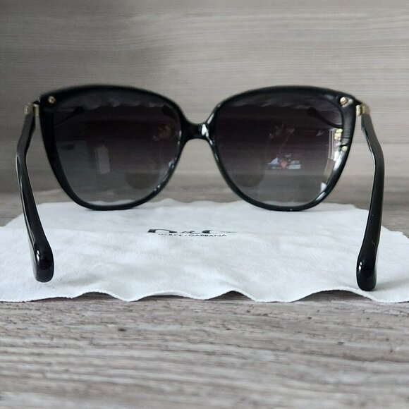 Dolce & Gabbana Womens Sunglasses Black Frame Gradient Lens 58mm Case Box Italy - Picture 9 of 16